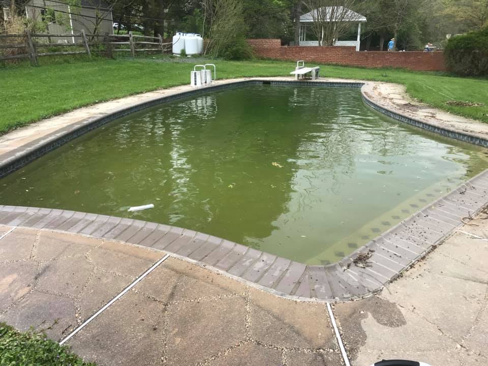 Pool before Dixon Pool Service care